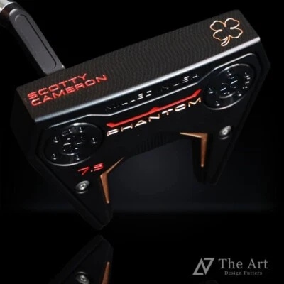 SCOTTY CAMERON 2024 Phantom 7.5 Lucky Clover M+ Art Black Finish Gold Left - Image 1 of 4
