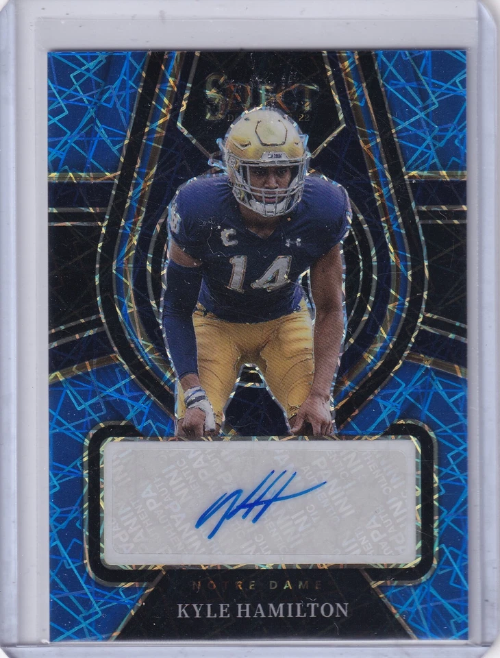Kyle Hamilton 2022 Panini Select Draft Picks Blue Lazer Prizm Rc Auto (4/15) - Image 1 of 2