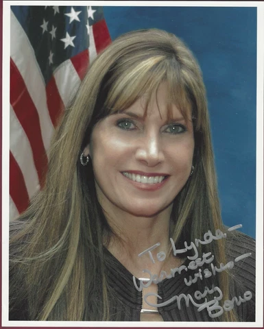 Mary Bono, Congresswoman, Wife of Sonny, Signed Photo, COA, UACC RD 036 Cover