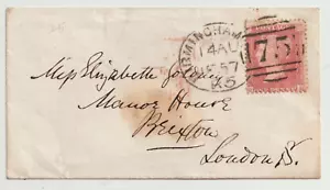 CUCHARA BIRMINGHAM 1857 TIPO D5 1d ESTRELLA UDC EDGBASTON AZUL/VERDE SUBPO TO LONDRES - Imagen 1 de 3