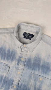 Polo Ralph Lauren Dungaree Workshirt Short Sleeve Mens XL Chambray Fade Blue - Picture 1 of 11