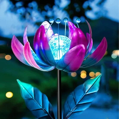 Solar Purple Flower Spinner with LED Crystal Ball for Elegant Garden Decor - Image 1 of 4