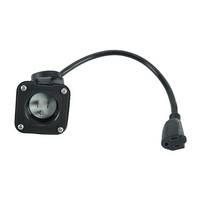 16" 15Amp NEMA 5-15 AC Power Plug Inlet Port Extension Cord for RV Camper 125V - Image 1 of 4