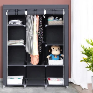 67" Portable Closet Organizer Wardrobe Storage with 10 Shelves Extra Space Gray - Picture 1 of 22