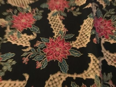 "Pinsettias de Navidad y cintas doradas en tela negra 20"" de largo elegancia" Foto 1 de 4