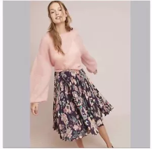 Neu mit Etikett Anthropologie Sunday Brooklyn Midi-Paisleyrock Reißverschlussfalte Blumenmuster lila S - Bild 1 von 12