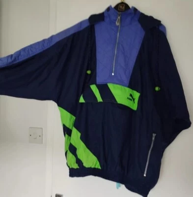 Chaqueta con Capucha Forrada Puma 1/4 Cremallera De Colección UKL Gran Tamaño BritPop Indie Años 90’s Desenfoque En muy buena condición Foto 1 de 4