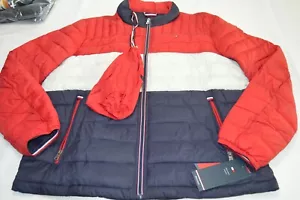 Chaqueta Empaquetable Tommy Hilfiger para Hombre con Cremallera Completa Roja Blanca Azul Talla XL Nueva con Etiquetas - Imagen 1 de 7