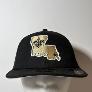 New Era 59FIFTY New Orleans Saints Black Low Profile NFL Fitted Hat 7 - Picture 1 of 7