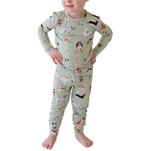 Posh Peanut Bamboo Puppies 2-teiliges Pyjama-Set mit Hose grün 3T-4T Whimsygoth Cottage - Bild 1 von 9