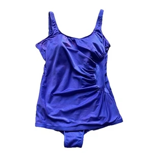 Deadstock Purple Tank Top One Piece Swim Suit SZ 18W USA ILGWU Tummy Control - Picture 1 of 13