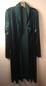 Jane's grüne Samt Staubmantel Jacke Damen Gr. Large Herbst Lagenlook Vintage Oper - Bild 1 von 7