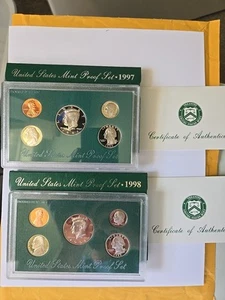 1997 and 1998 Proof Set U.S. Mint 5 Sets Box & COA - Picture 1 of 2