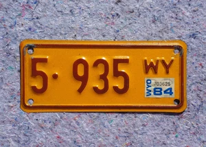 Matrícula de motocicleta Wyoming 1984 - Imagen 1 de 3