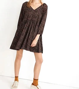 Madewell Womens Size XS Crinkle Georgette V-Neck Babydoll Dress Brushed Texture - Picture 1 of 18