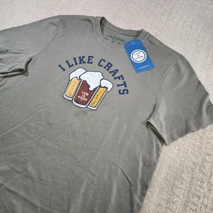 LIFE IS GOOD Shirt Men Medium Crusher I Like Crafts BEER NEW Moss Green - Picture 1 of 10