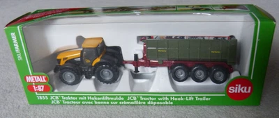 Siku Farmer Modell 1855 Traktor JCB Tronic 8250 Fortuna Hakenliftmulde 1:87 OVP - Bild 1 von 4