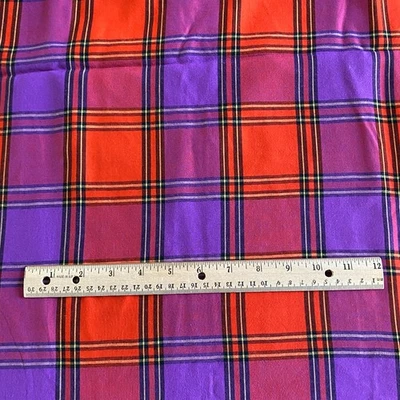 Camisa vintage de polialgodón púrpura naranja-rojo a cuadros BTY Foto 1 de 4