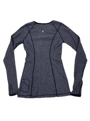 Lululemon Run Turn Around manga longa listra preta urze RULU tamanho 4 - Imagem 1 de 4