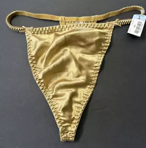 Bragas de bikini vintage de los 80 delicadas ~ segunda piel satinada tanga ~ nuevas con etiquetas ~ talla 8 - Imagen 1 de 5