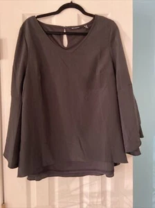 H by Halston gefütterte Bluse V-Ausschnitt Tulpenärmel Gr. 14 - Bild 1 von 21