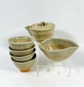Japanisches Set Hagi-Ware Sencha Teekanne 4 Yusamahi Tassen und ein Milchkännchen - Bild 1 von 24