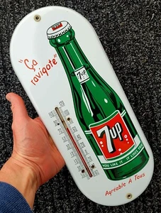 Nice shiny 1950's Canadian 7up porcelain thermometer sign, seven-up  FREE SHIP! - Bild 1 von 12