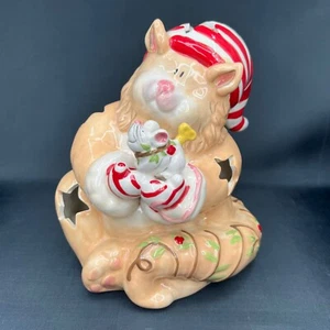 Candelabro de luz de té de Navidad Blue Sky Ceramics de Heather Goldminc Cat 8" - Imagen 1 de 15
