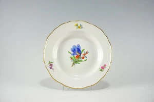Meissen Porzellan Teller Blumen gewellter Goldrand 2.Wahl Antik Blüten - Bild 1 von 10