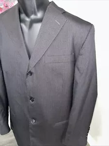 Pierre Cardin 44R Black On Black Striped Wool Suit Pants 38 - Picture 1 of 11
