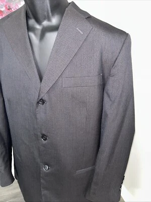 Pierre Cardin 44R Black On Black Striped Wool Suit Pants 38 - Image 1 of 4