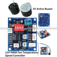 12V PWM PC CPU Fan Temperature Speed Controller Module High Temp Alarm 5V Buzzer