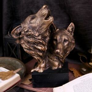 Nemesis Now Song of The Wild Howling Wolf Wolves Bust Bronze Gothic Gift 23cm