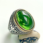 Mens Handmade Ring, Turkish Silver Ring, Men peridot Ring, 925k silver 5-15