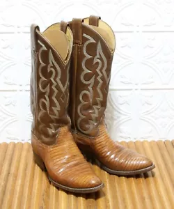 Botas Tony Lama 8005 Cuero Marrón Occidental Piel de Vaquero Lagarto Para Hombre Talla 5.5B - Imagen 1 de 9