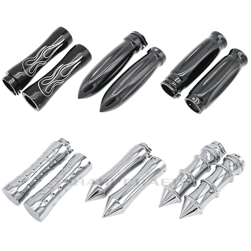 Motorcycle 1" or 7/8'' Spike Flame Handlebar Handle Hand Grips for Harley Honda - Изображение 1 из 4