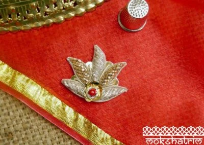 Beaded Floral Motif Goldwork Zardozi Applique Ethnic Indian Asian Patch MA771 - Image 1 of 3