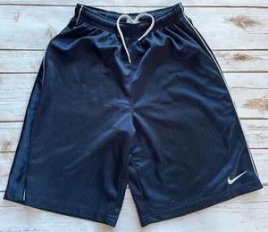 NIKE SHIMMER SWOOSH ATHLETIC BASKETBALL SHORTS NAVY BLUE YOUTH MEDIUM EUC - Picture 1 of 6