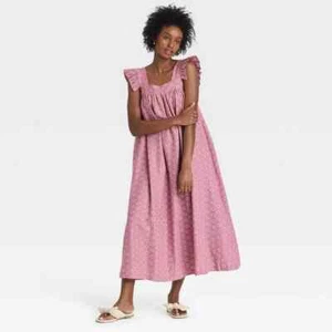 A New Day Women's Purple Pleated Ruffle Short Sleeve A-Line Dress Size XS - Picture 1 of 2