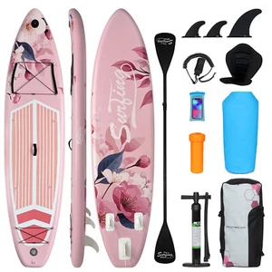 11ft Pink Aufblasbares Stand Up Paddle Board SUP Surfboard Komplettset mit Tasche - Bild 1 von 12