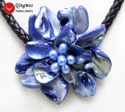 Colar pingente de pérola flor concha preta 70 mm para mulheres gargantilhas corda 18"" n6317 - Imagem 1 de 4