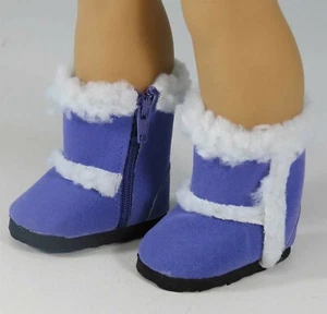 18 in Girl Doll Clothes Shoes Purple Furry Faux Suede Boots American seller - Bild 1 von 1
