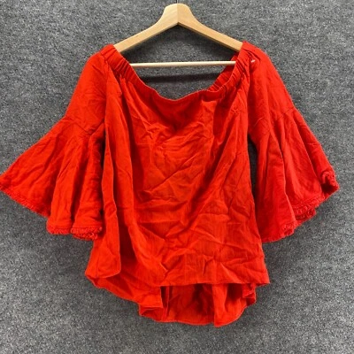 Blusa Forever 21 Mujer M Mediana Roja Manga 3/4 Cuello Redondo Pullover Informal Sólida Foto 1 de 4