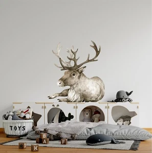 Calcomanía de pared caribú reno vida silvestre animal extraíble vivero pared pegatina decoración - Imagen 1 de 4