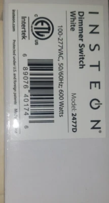 INSTEON Model 2477D Dimmer (White) 15amps With Quick Guide NIB (SCE 30y30) - Image 1 of 4