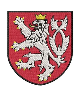 CZECH COAT OF ARMS embroidered PATCH iron-on BOHEMIAN LION CREST APPLIQUE new - Picture 1 of 12
