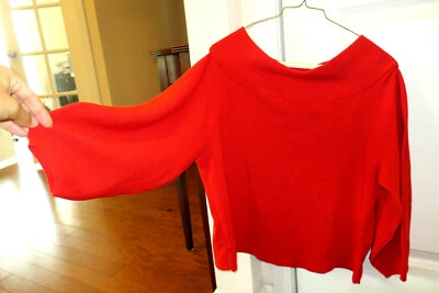 L ❤️ H&M ❤️SWEATER❤️BOAT NECK RED OFFICE Work FALL 3/4 SLEEVES - Image 1 of 4