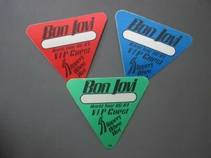 Bon Jovi backstage pass satin stickers 3 Slippery When Wet Tour triangles VIP ! - Picture 1 of 1