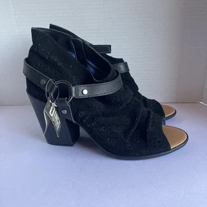 Dingo Women's Spurs Western Cowboy Ankle Boots Black Size 9M DI 102 Open Toe - Picture 1 of 15