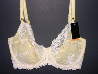 Wacoal Embrace Lace Unlined Underwire Bra 65191 Yellow White 34DDD - NWT — 第 1/3 张图片